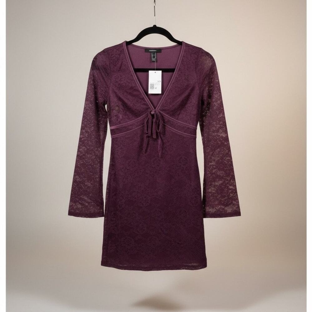 Forever 21 Lace Bow Mini Dress Size Medium NWT Merlot